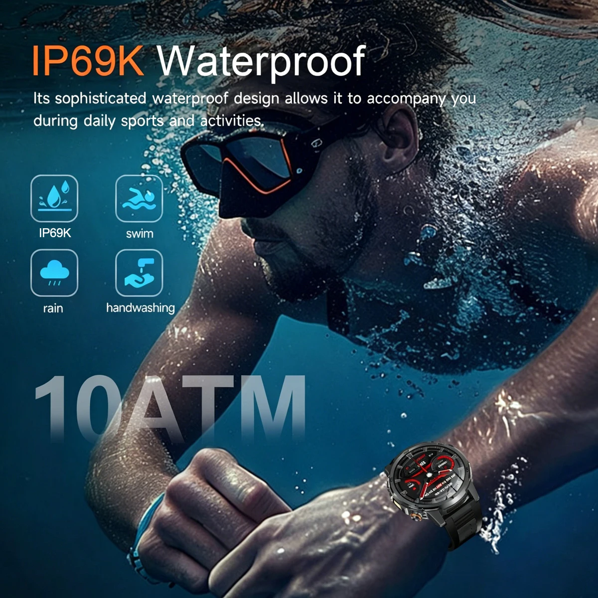 Military TANK Smart Watch 1400mAh Big Battery 10ATM Waterproof Rugged Outdoor SOS Alert Heart Rate Fitness Trackr Smart Bracelet