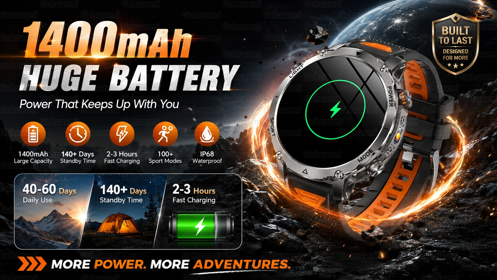 Military TANK Smart Watch 1400mAh Big Battery 10ATM Waterproof Rugged Outdoor SOS Alert Heart Rate Fitness Trackr Smart Bracelet