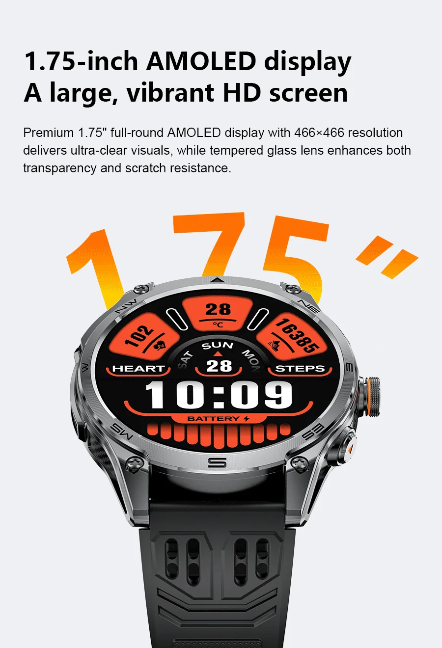 2026New ULtra Military Grade 1000mAh Battery SmartWatch Built in GPS Compass 10ATM Waterproof Sports 1.73 AMOLED Smart watch Men