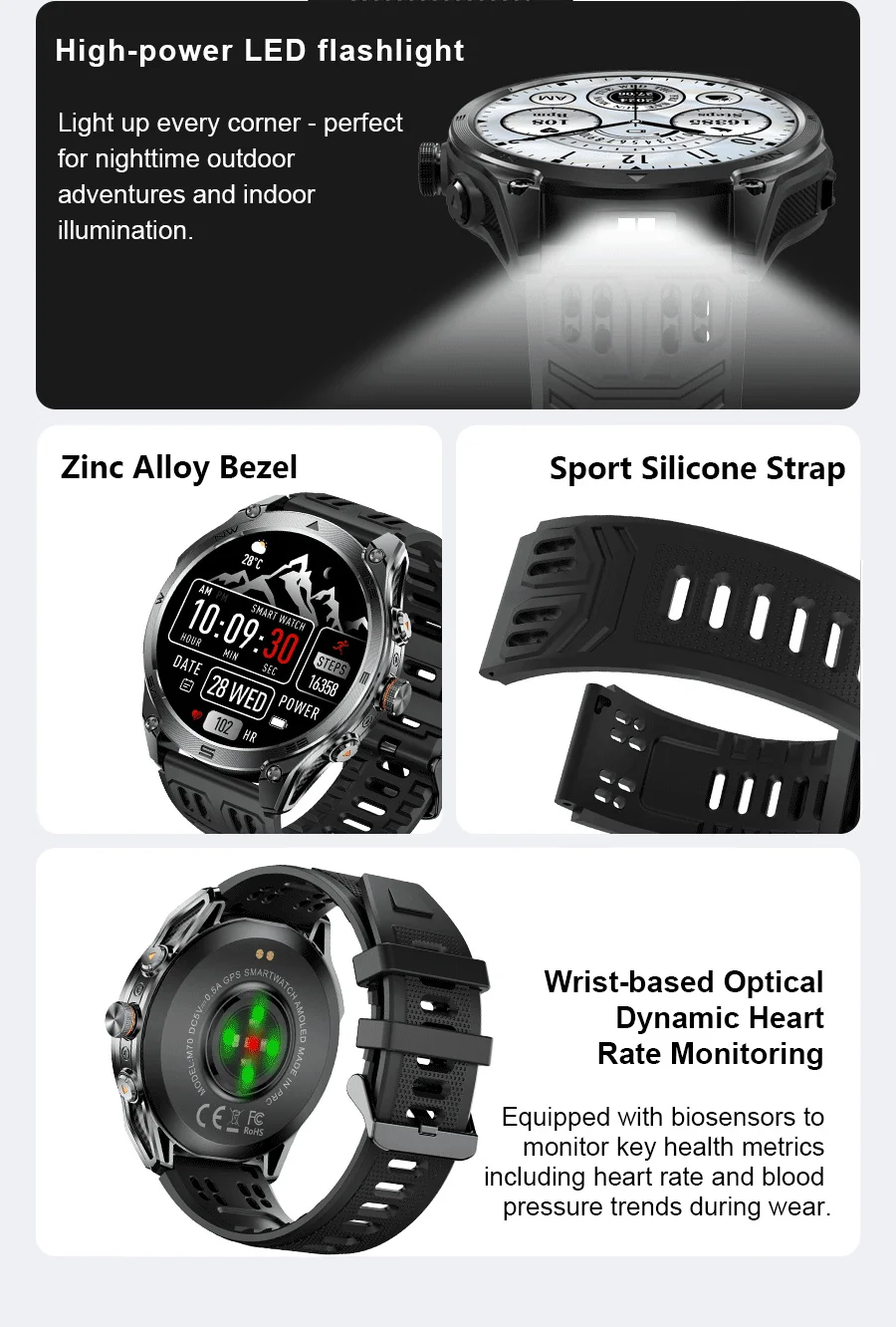 2026New ULtra Military Grade 1000mAh Battery SmartWatch Built in GPS Compass 10ATM Waterproof Sports 1.73 AMOLED Smart watch Men