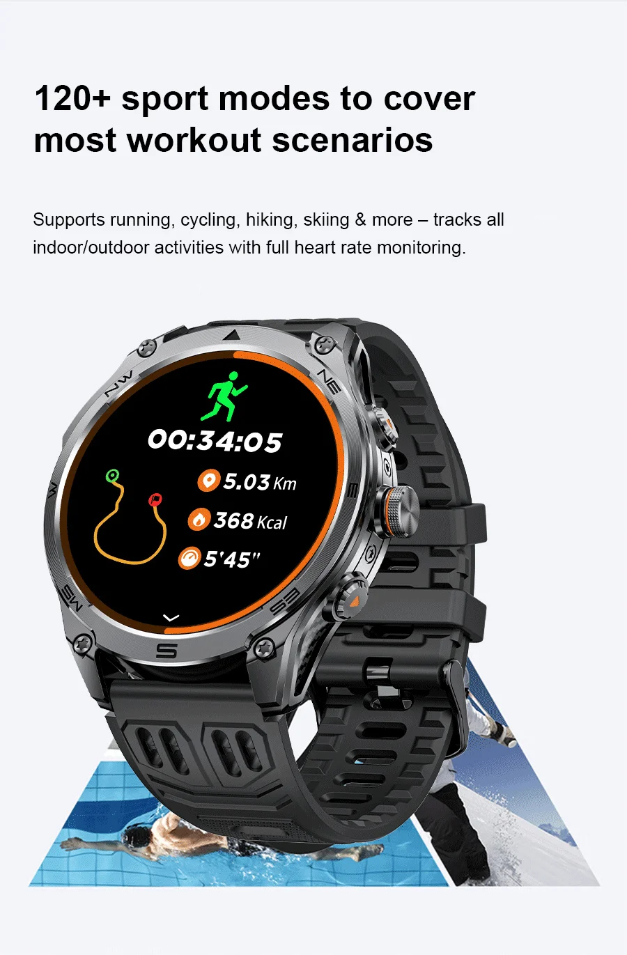 2026New ULtra Military Grade 1000mAh Battery SmartWatch Built in GPS Compass 10ATM Waterproof Sports 1.73 AMOLED Smart watch Men