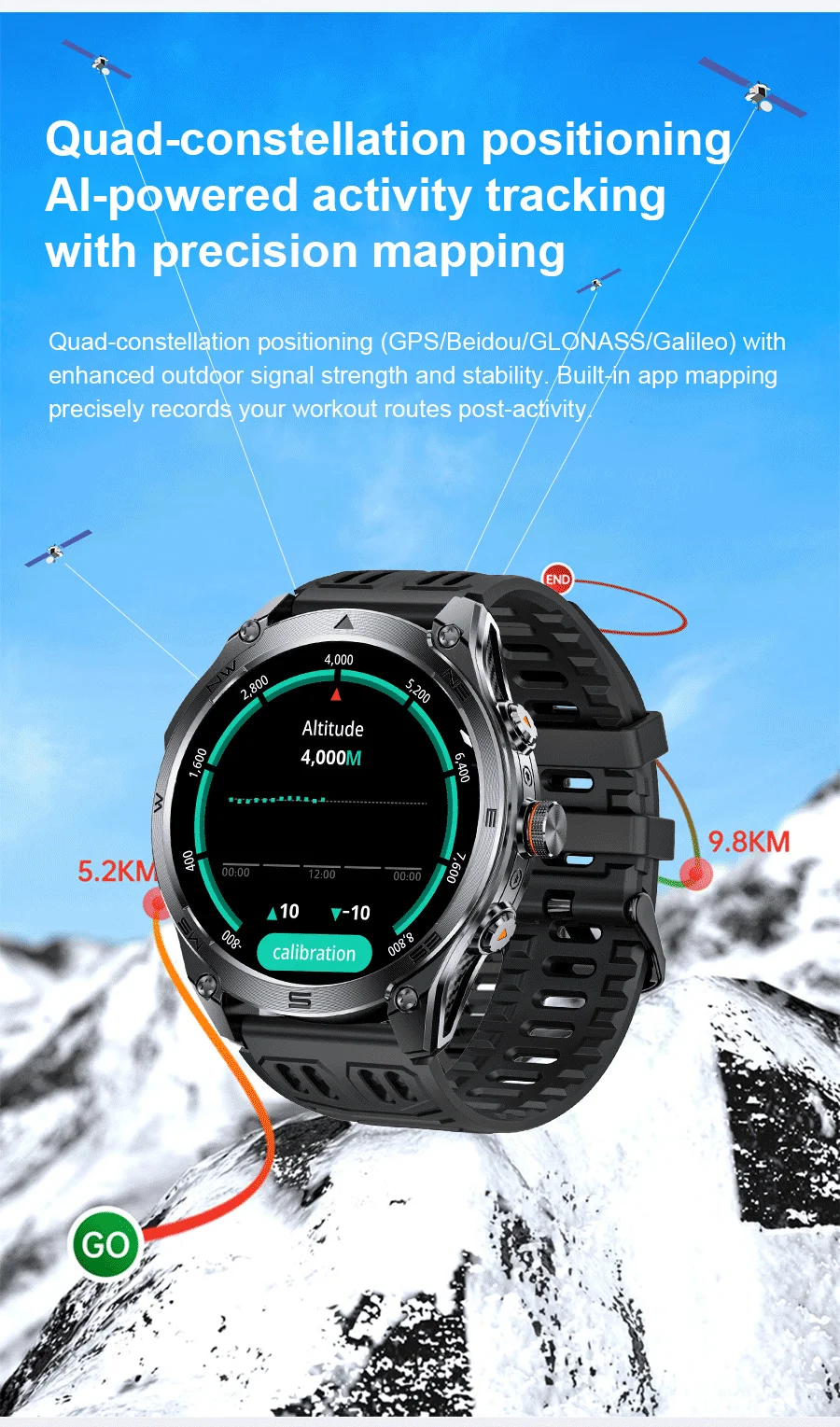 2026New ULtra Military Grade 1000mAh Battery SmartWatch Built in GPS Compass 10ATM Waterproof Sports 1.73 AMOLED Smart watch Men