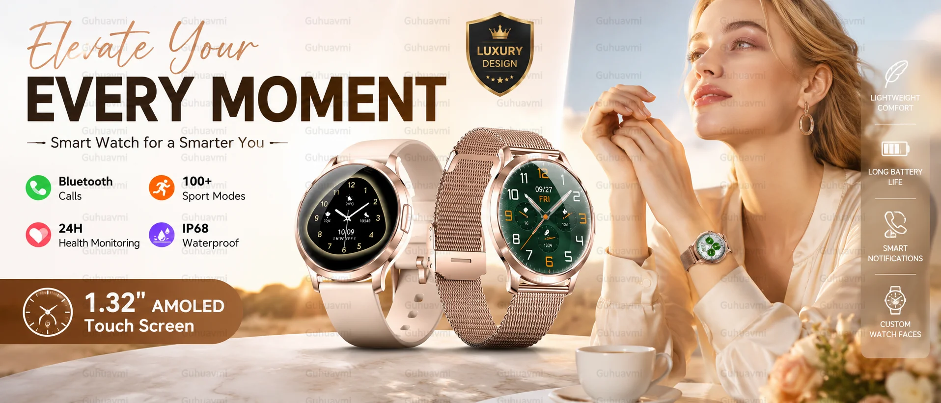 2026 New Ultra-thin Smart Watch For Women 466*466 AMOLED Display Sports Watches BT Call Digital Health Tracker Ladies Smartwatch
