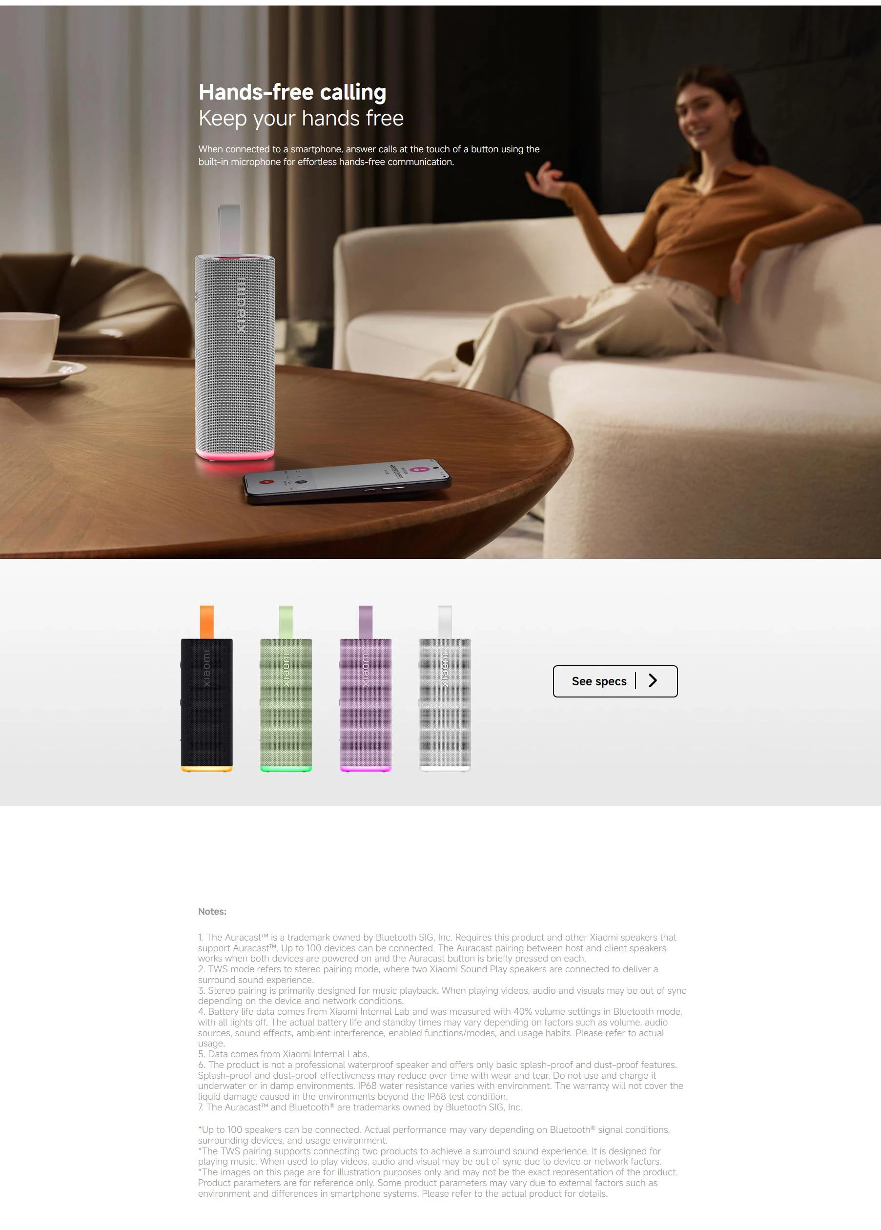 Global Version Xiaomi Sound Play Bluetooth6.0 18W TWS connect 2600mAh IP68 Water and Dust Resistance Outdoor Party Mini Portable