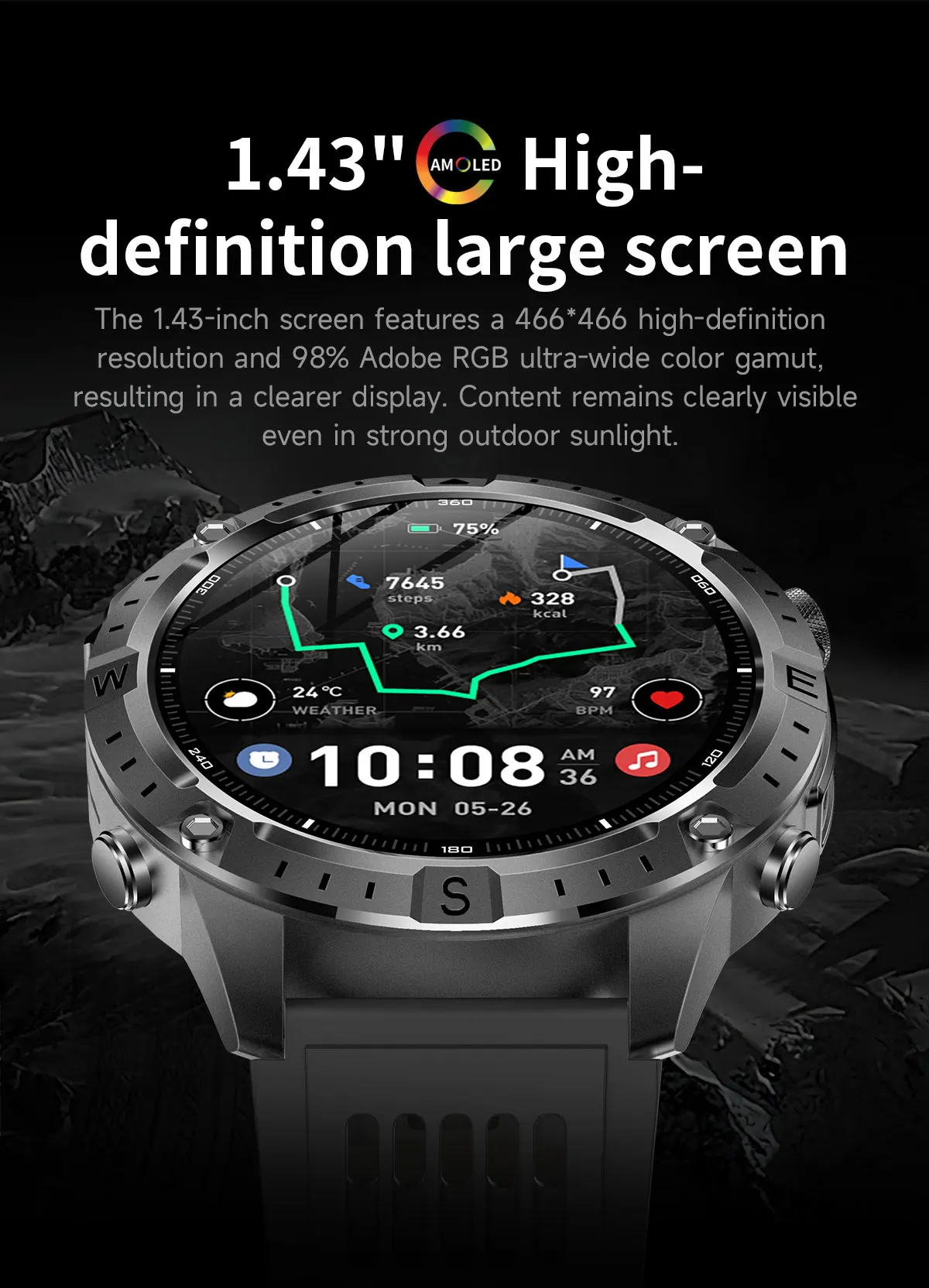 2026 New Army grade TANK GPS Offline Maps Smart Watch 10ATM Waterproof Sports Compass Heart rate HD Bluetooth call Smart watch