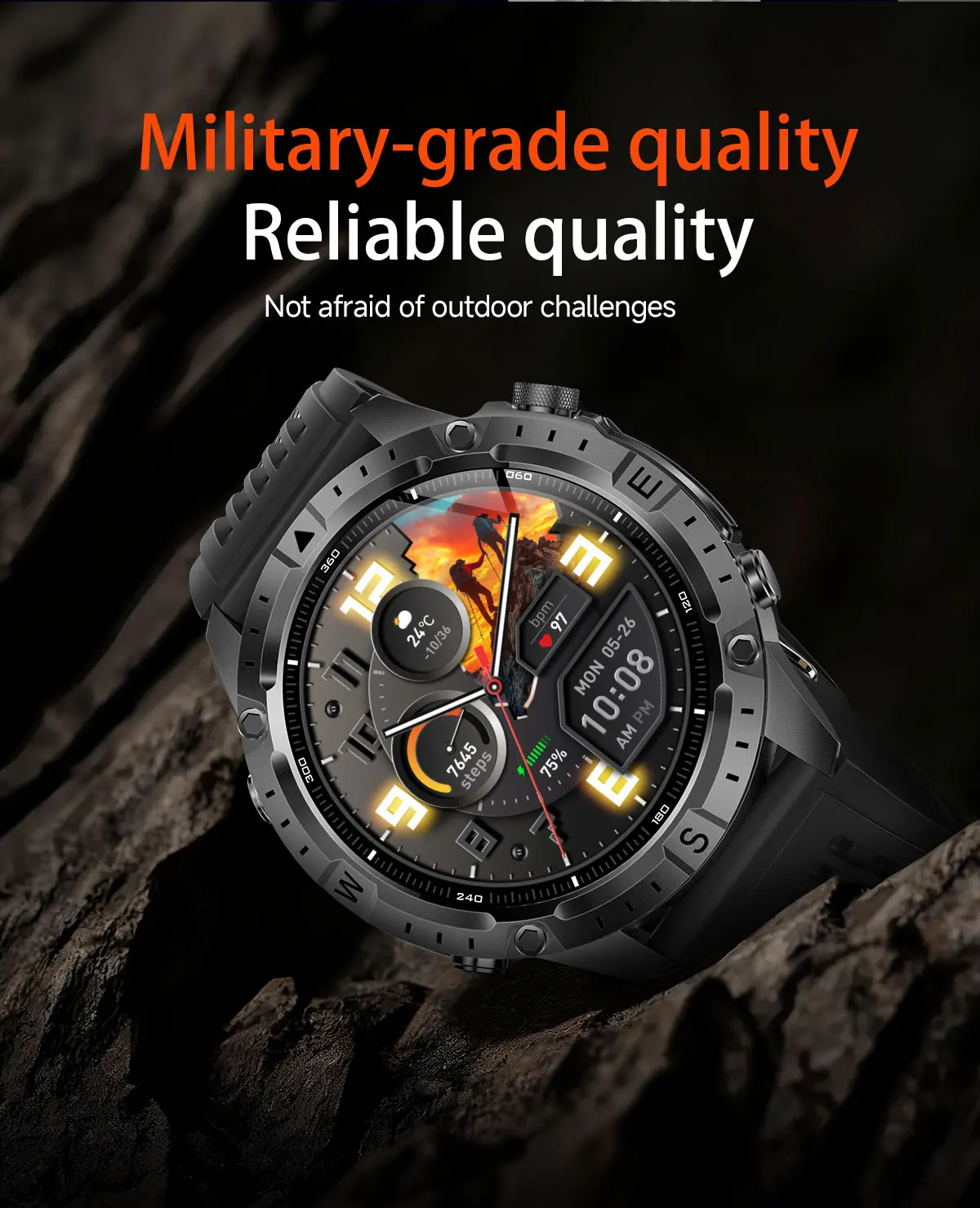 2026 New Army grade TANK GPS Offline Maps Smart Watch 10ATM Waterproof Sports Compass Heart rate HD Bluetooth call Smart watch