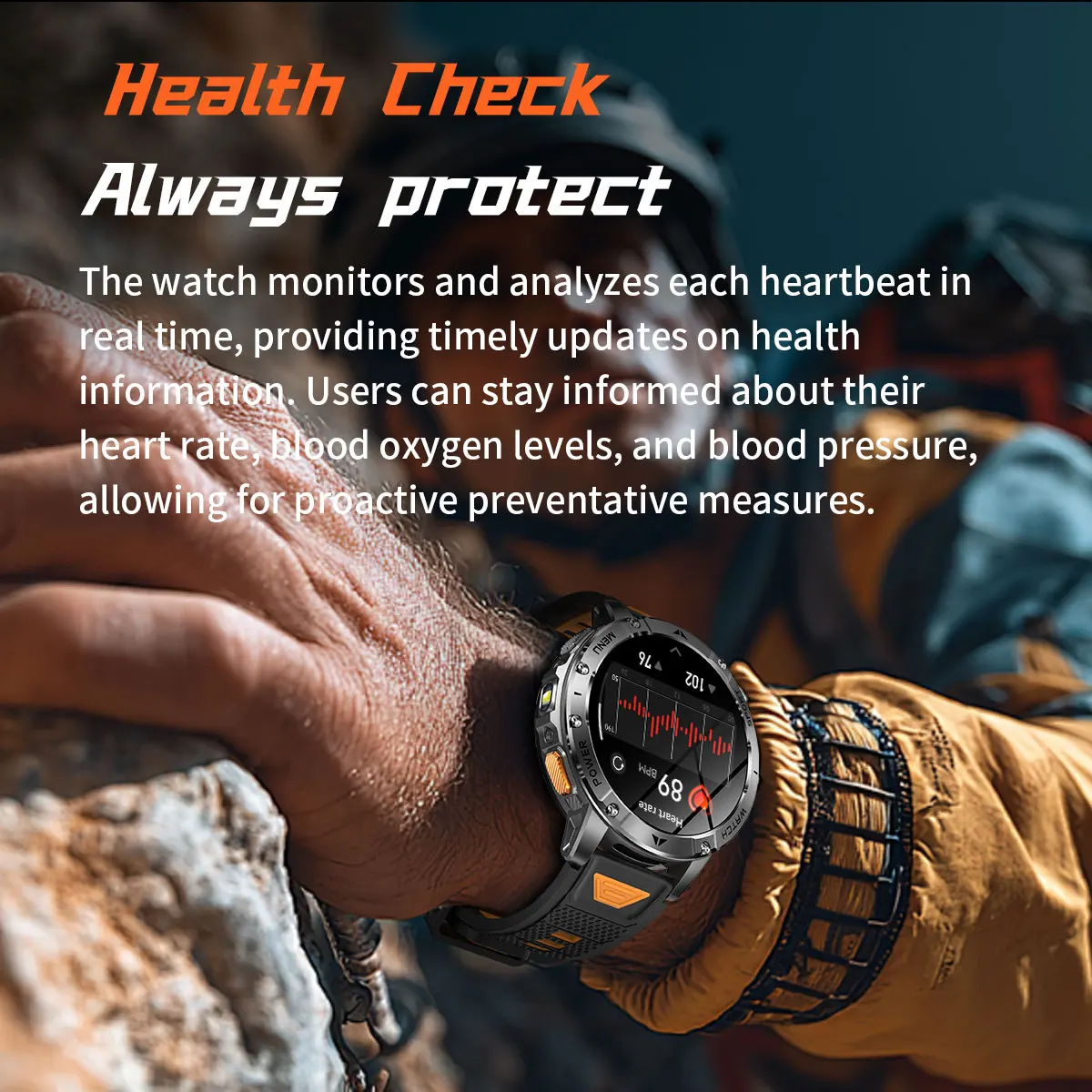 Men Rugged Steel Sport Smart Watch 1400mAh Battery 1.7" HD Bluetooth Call 10ATM Waterproof Heart Rate Fitness Trackr Smartwatch