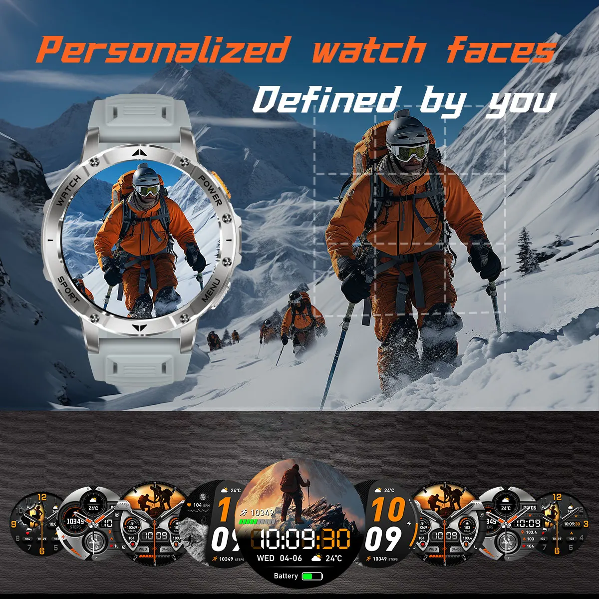 Men Rugged Steel Sport Smart Watch 1400mAh Battery 1.7" HD Bluetooth Call 10ATM Waterproof Heart Rate Fitness Trackr Smartwatch
