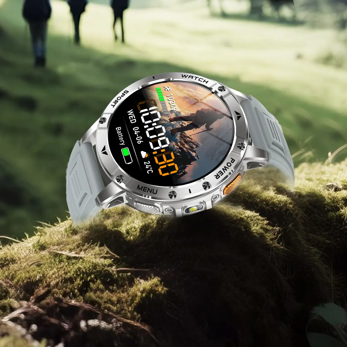 Men Rugged Steel Sport Smart Watch 1400mAh Battery 1.7" HD Bluetooth Call 10ATM Waterproof Heart Rate Fitness Trackr Smartwatch