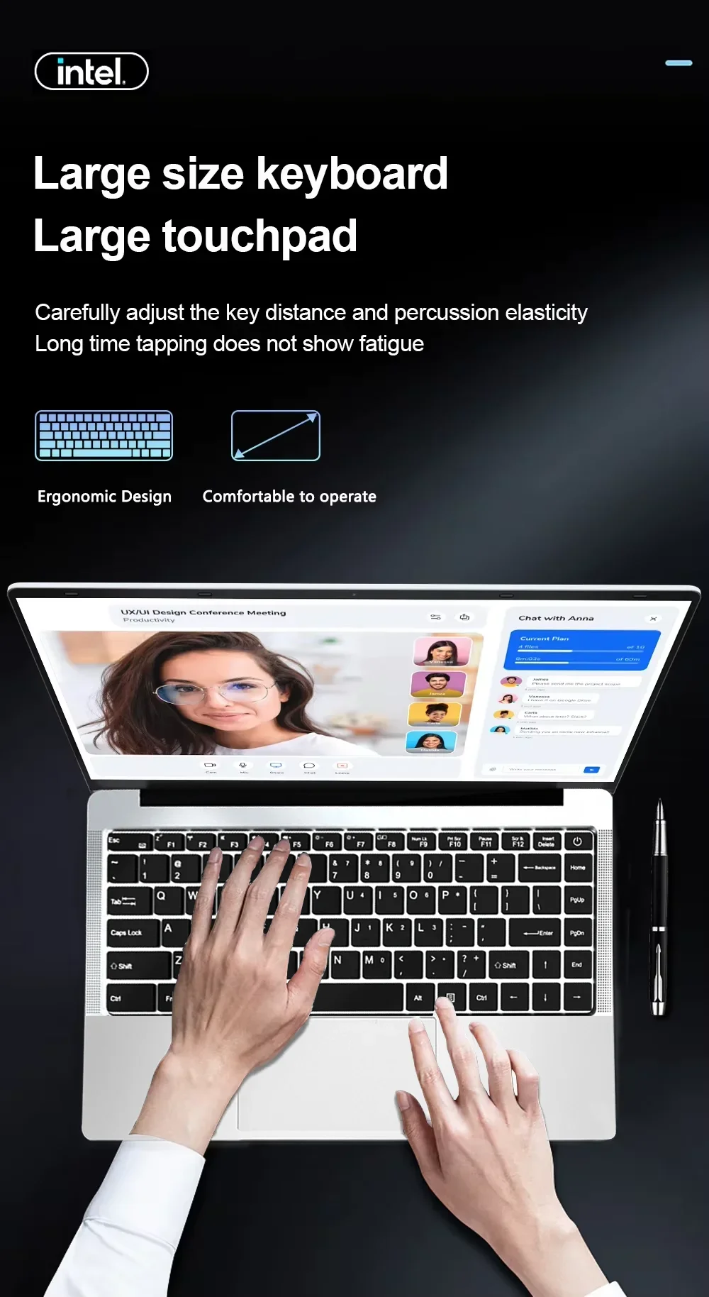 14.1' Laptop Computer Windows 11 Intel Atom X7 A3950 Notebook PC Gamer 12GB RAM 512GB 1TB SSD 1920*1080 Office Computer