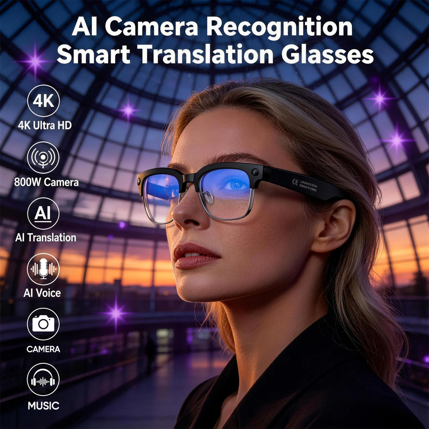 2026 New 4K HD 800W Smart AI Glasses Men 120+Language Translation Video record Take photos Chat GPT Call Music Sunglasses Women