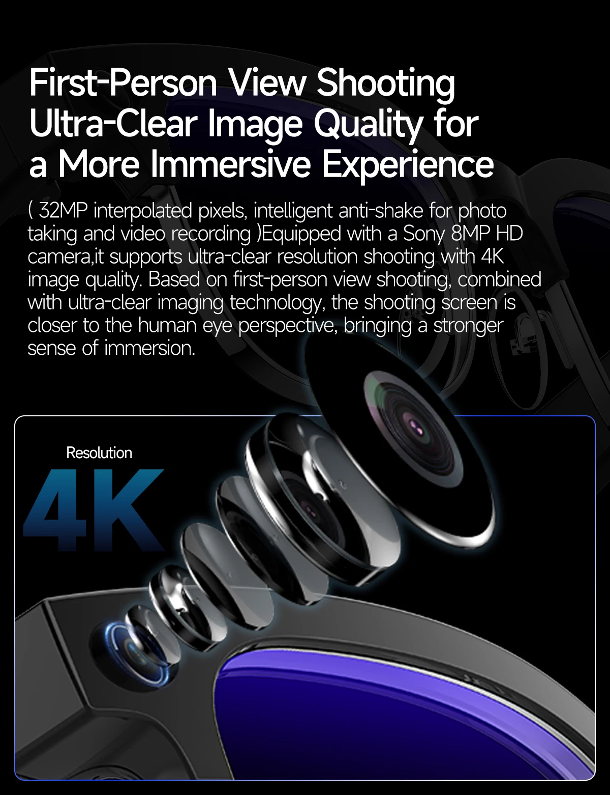 2026 New 4K HD 800W Smart AI Glasses Men 120+Language Translation Video record Take photos Chat GPT Call Music Sunglasses Women