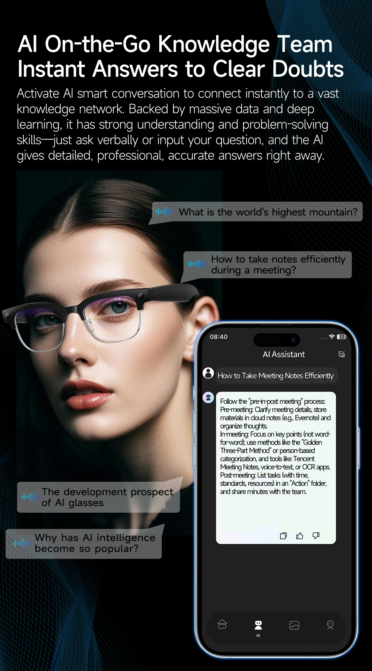2026 New 4K HD 800W Smart AI Glasses Men 120+Language Translation Video record Take photos Chat GPT Call Music Sunglasses Women