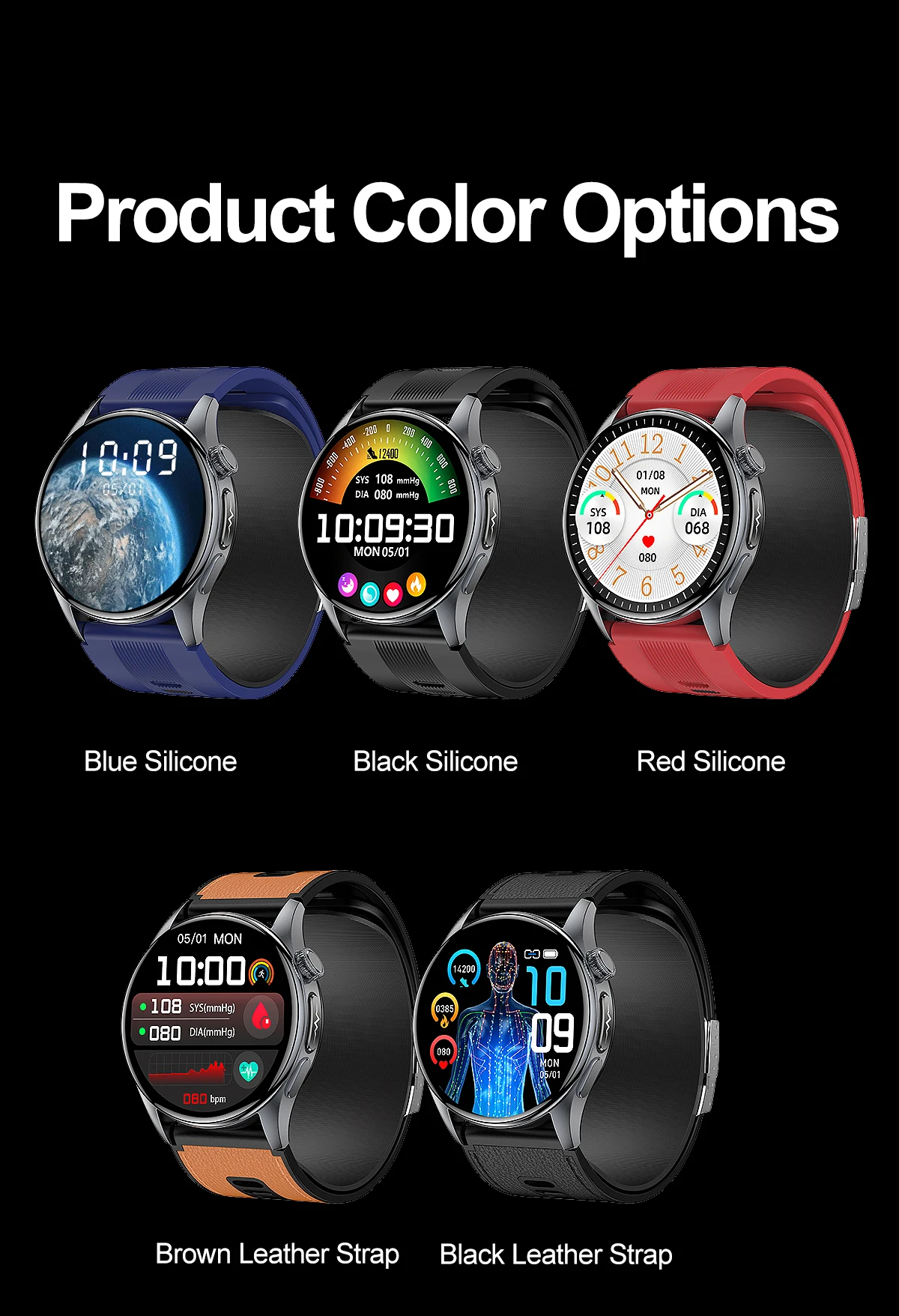 2026 New Air Pump Airbag Smart Watch High Precision Dynamic Blood Pressure Monitor ECG Heart Rate Health Smart watch For Adult