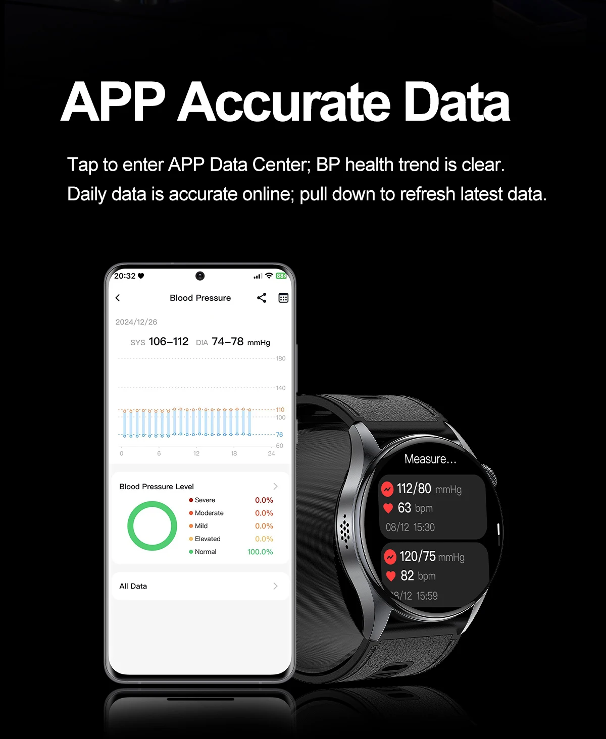 2026 New Air Pump Airbag Smart Watch High Precision Dynamic Blood Pressure Monitor ECG Heart Rate Health Smart watch For Adult
