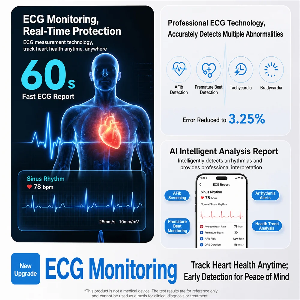 2026 New Air Pump Airbag Smart Watch High Precision Dynamic Blood Pressure Monitor ECG Heart Rate Health Smart watch For Adult