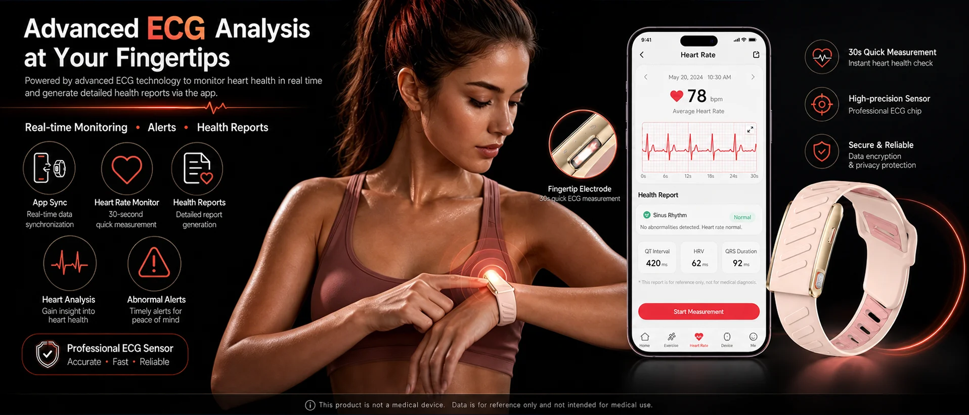 Newly Men Women Smart Band ECG Blood Pressure Uric Acid Monitor 3ATM Waterproof Sports Fitness Tracker Bracelet For Android iOS