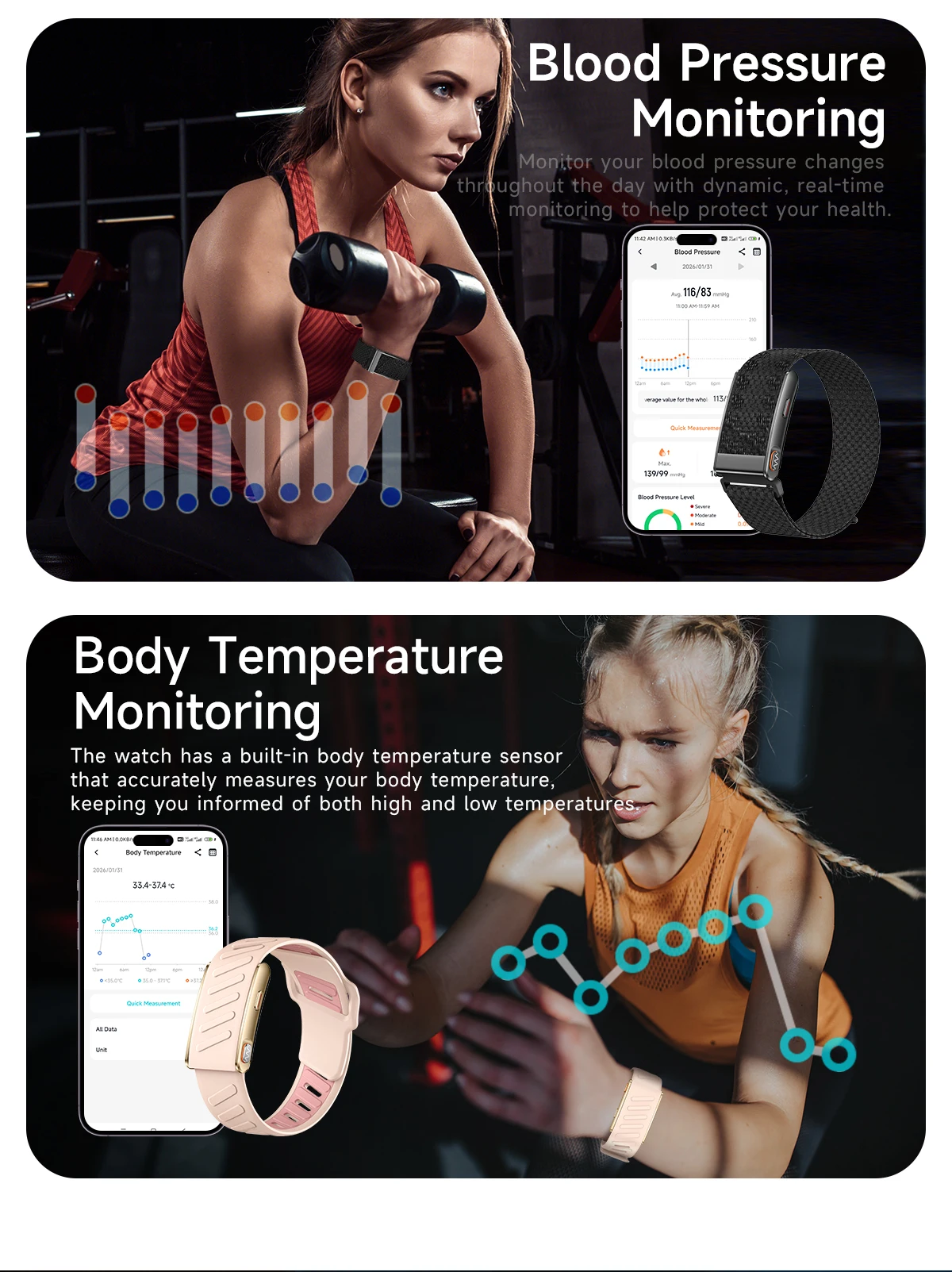 Newly Men Women Smart Band ECG Blood Pressure Uric Acid Monitor 3ATM Waterproof Sports Fitness Tracker Bracelet For Android iOS
