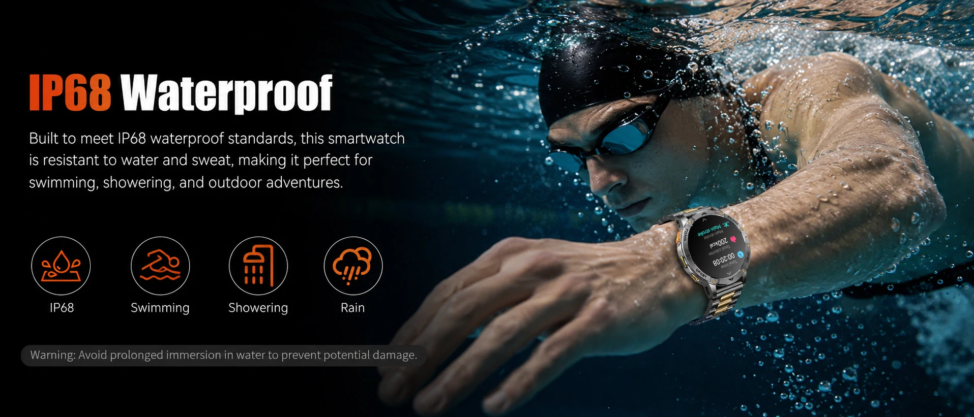New Outdoor Sports Fitness 1.7 Inch Smart Watch 1400mAh Battery Waterproof SOS Dual-Color Flashlight BT Call Smart watch For Men