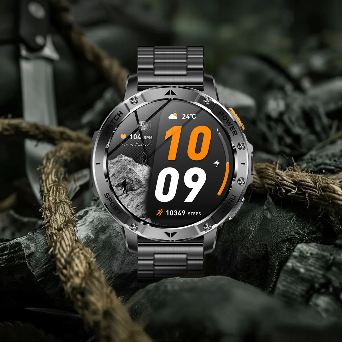 New Outdoor Sports Fitness 1.7 Inch Smart Watch 1400mAh Battery Waterproof SOS Dual-Color Flashlight BT Call Smart watch For Men