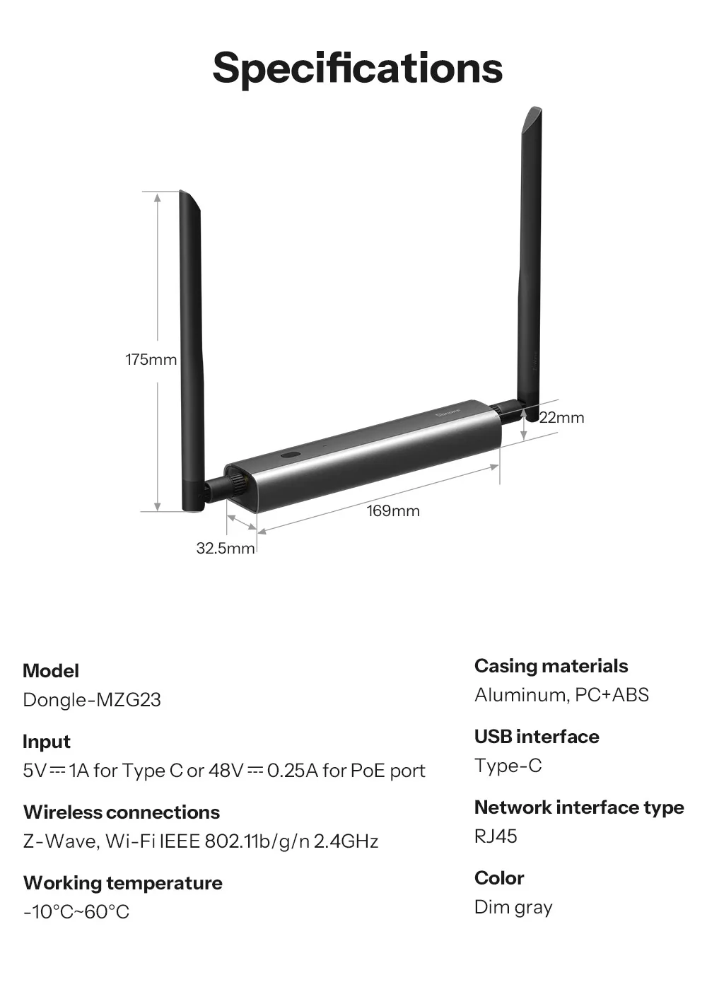 SONOFF Dongle-MZG23 Z-Wave 800 PoE Dongle Max EFR32ZG23 ESP32D0WDR2 Dual-Chip Supports Ethernet Wi-Fi USB With Z-Wave Long Range