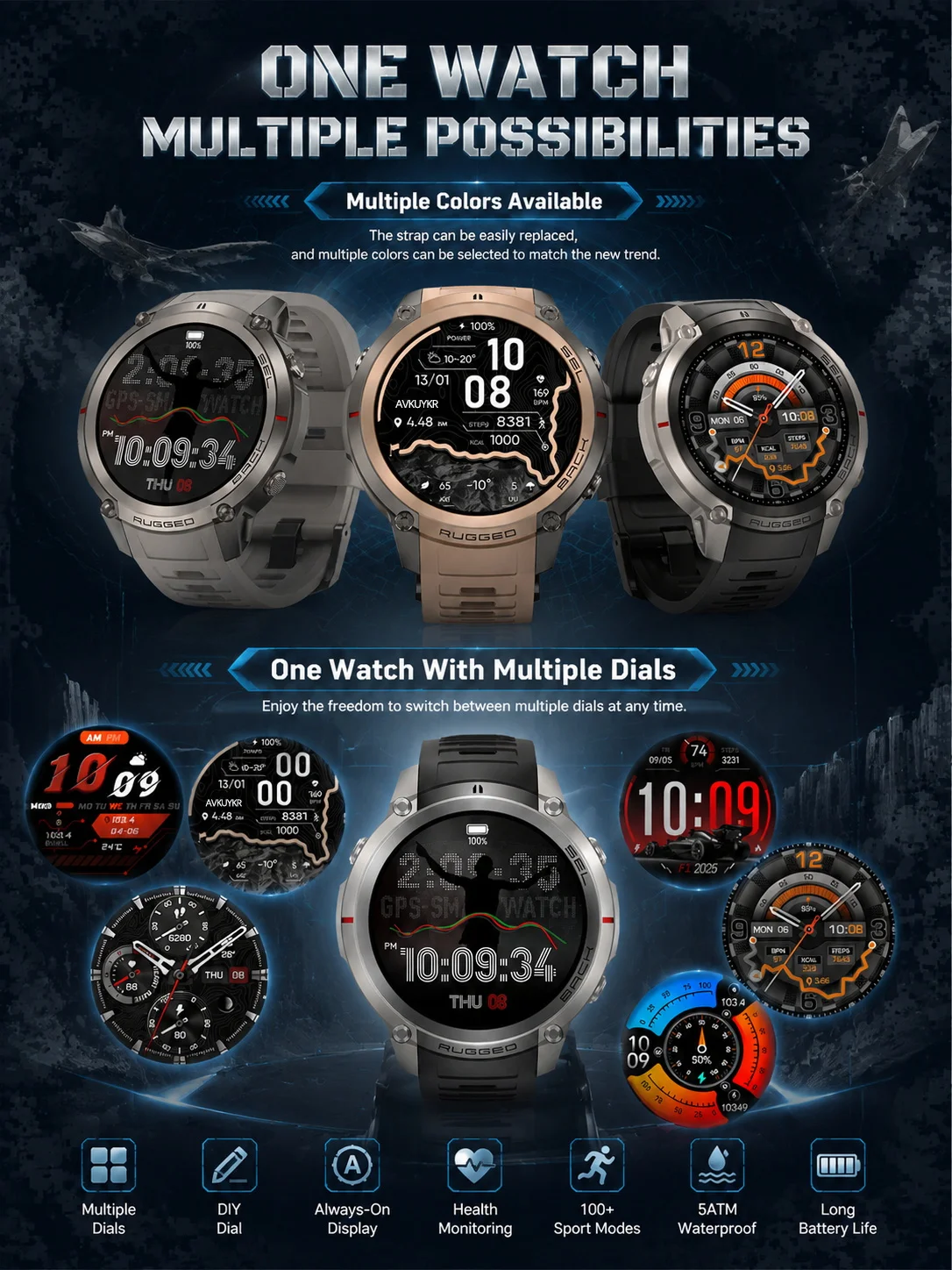 2026-Top Accurate GPS Smart Watch Offline Maps Download Compass Tracking 5ATM Waterproof Tactics Sport Smart Bracelet Men Gift