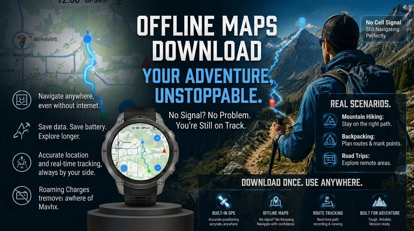 2026-Top Accurate GPS Smart Watch Offline Maps Download Compass Tracking 5ATM Waterproof Tactics Sport Smart Bracelet Men Gift