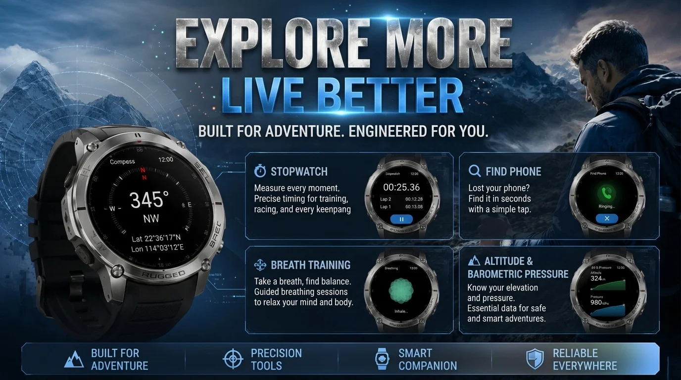 2026-Top Accurate GPS Smart Watch Offline Maps Download Compass Tracking 5ATM Waterproof Tactics Sport Smart Bracelet Men Gift