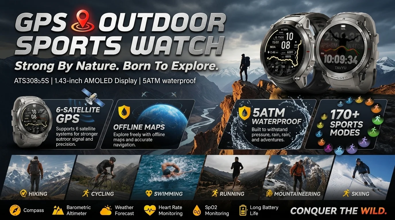 2026-Top Accurate GPS Smart Watch Offline Maps Download Compass Tracking 5ATM Waterproof Tactics Sport Smart Bracelet Men Gift