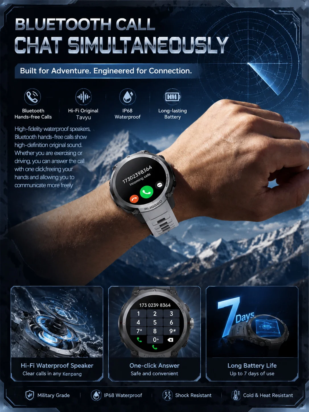 2026-Top Accurate GPS Smart Watch Offline Maps Download Compass Tracking 5ATM Waterproof Tactics Sport Smart Bracelet Men Gift