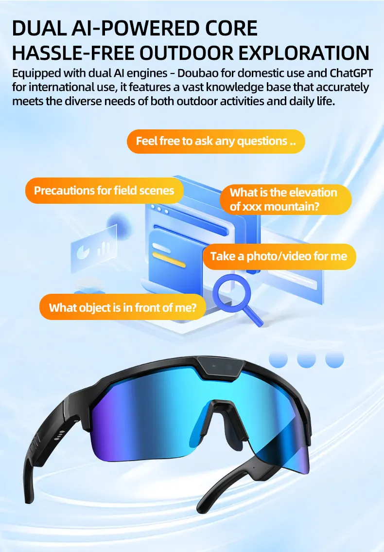 2026 Upgrade Smart Glasses with 8MP Photo&Video Camera AI Assistant Recognition Translation EIS Bluetooth Audio Sunglasses Men