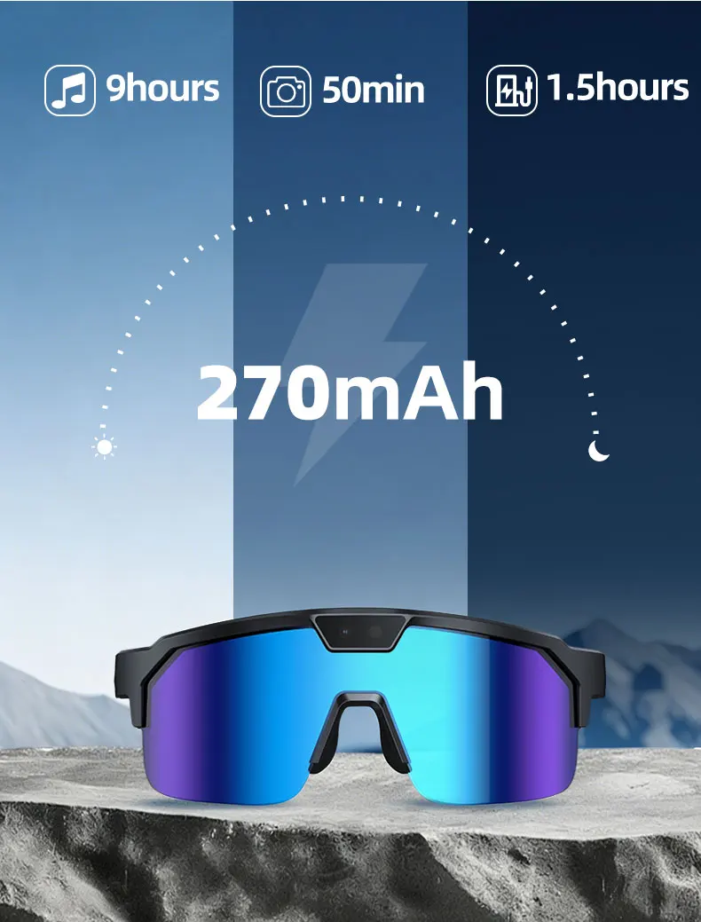 2026 Upgrade Smart Glasses with 8MP Photo&Video Camera AI Assistant Recognition Translation EIS Bluetooth Audio Sunglasses Men