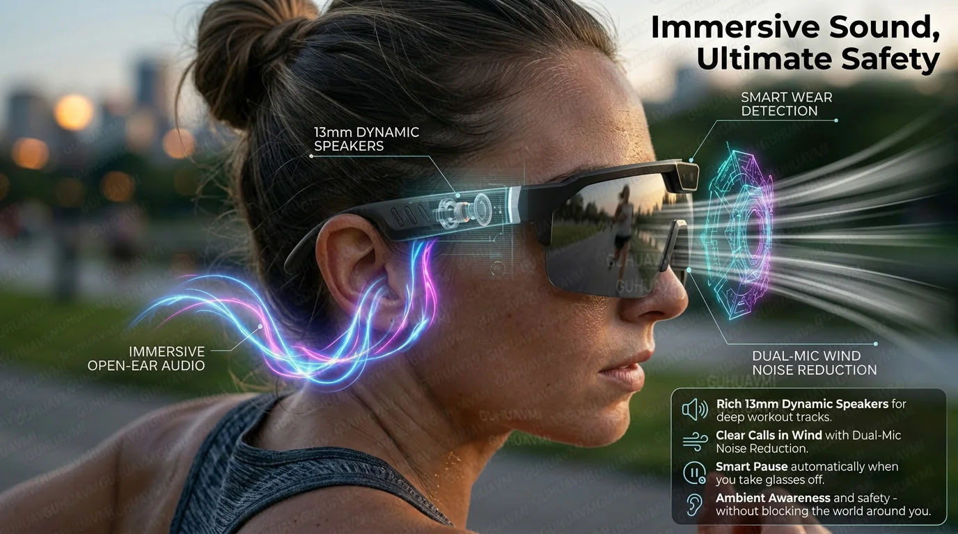 2026 Upgrade Smart Glasses with 8MP Photo&Video Camera AI Assistant Recognition Translation EIS Bluetooth Audio Sunglasses Men