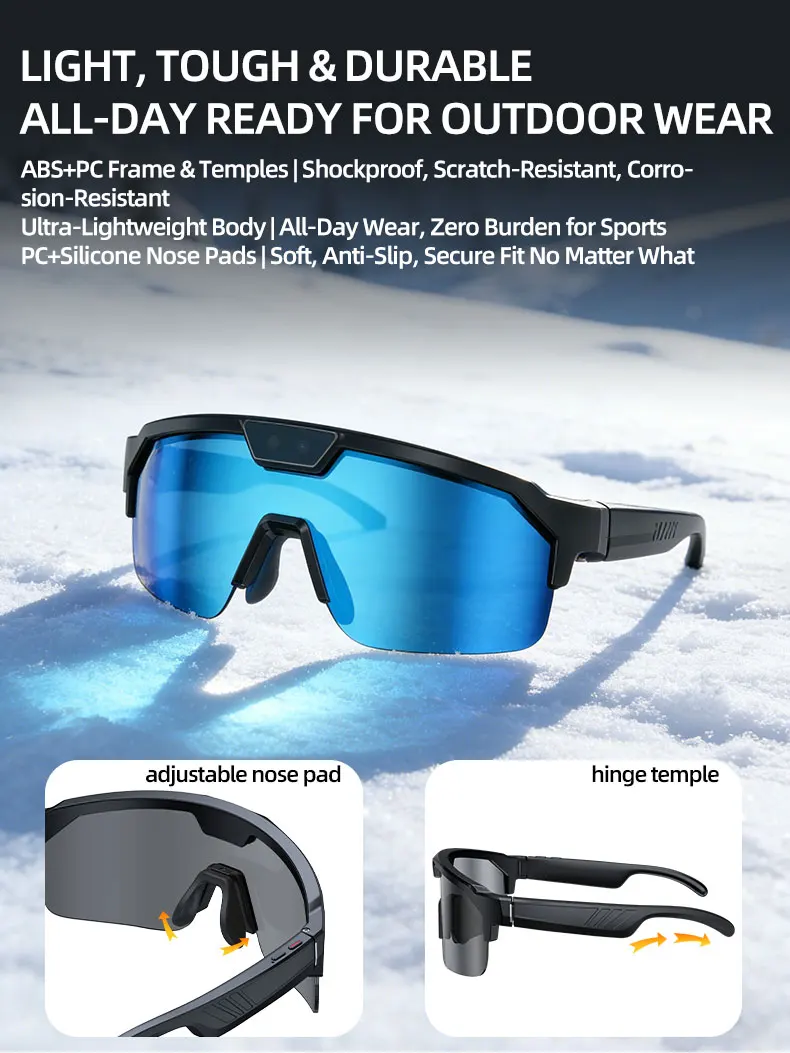 2026 Upgrade Smart Glasses with 8MP Photo&Video Camera AI Assistant Recognition Translation EIS Bluetooth Audio Sunglasses Men