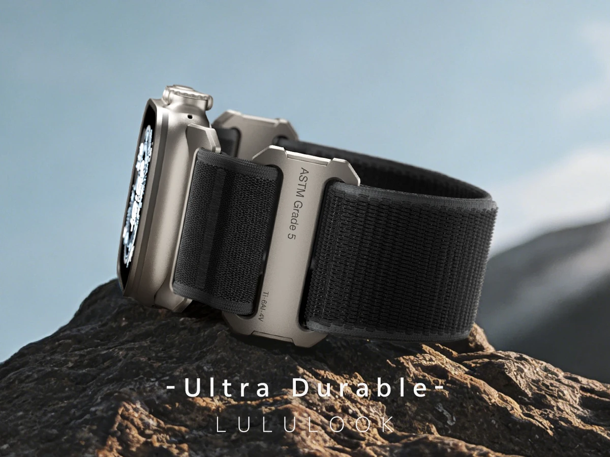 LULULOOK Grade 5 Titanium Nylon Band for Apple Watch Ultra 49 46 45 44mm, Titanium Band for iWatch Ultra 3 S11 10 SE 9 8 7 6 5 4