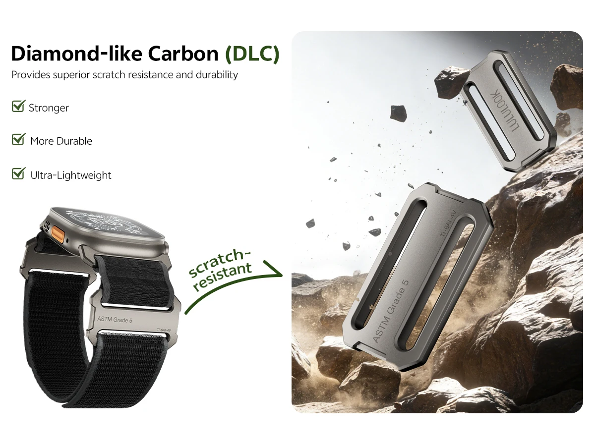 LULULOOK Grade 5 Titanium Nylon Band for Apple Watch Ultra 49 46 45 44mm, Titanium Band for iWatch Ultra 3 S11 10 SE 9 8 7 6 5 4