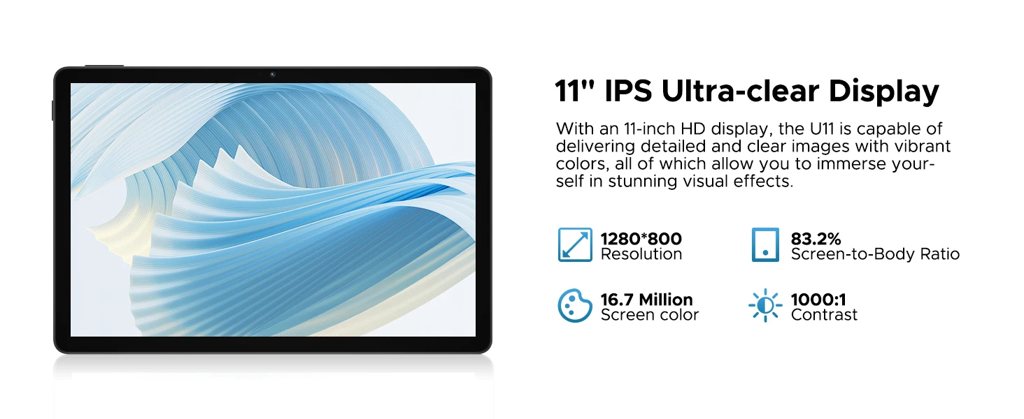 Doogee U11 Android 16 2-in-1 Smart Tablet Pc Gemini Ai 16Gb Ram(4+12) 128Gb Rom 8580Mah Battery Dual Speaker Supports Widevine L1 11" Ultra-Clear 90Hz Display Tablet Pc