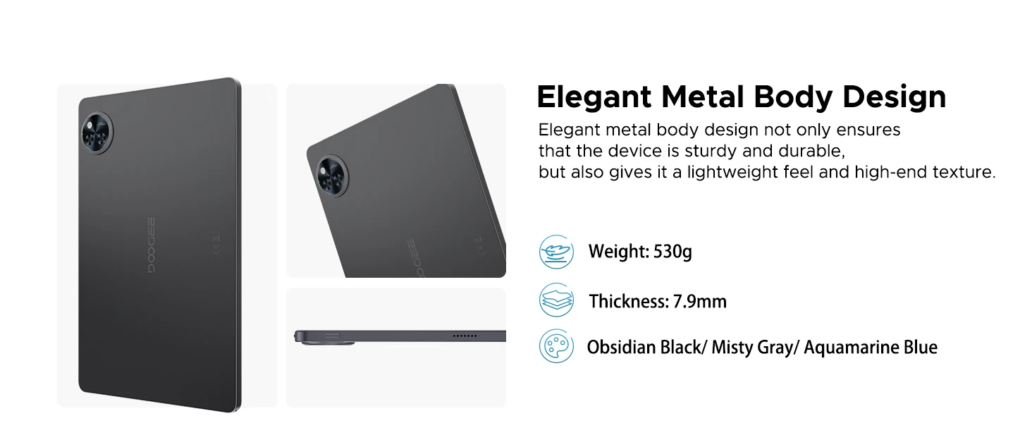 Doogee U11 Android 16 2-in-1 Smart Tablet Pc Gemini Ai 16Gb Ram(4+12) 128Gb Rom 8580Mah Battery Dual Speaker Supports Widevine L1 11" Ultra-Clear 90Hz Display Tablet Pc