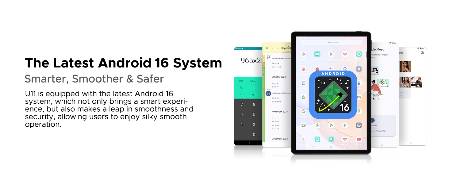 Doogee U11 Android 16 2-in-1 Smart Tablet Pc Gemini Ai 16Gb Ram(4+12) 128Gb Rom 8580Mah Battery Dual Speaker Supports Widevine L1 11" Ultra-Clear 90Hz Display Tablet Pc