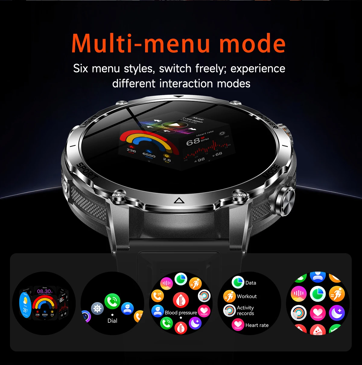 LIGE 2026 Military 1400mAh Battery Smart Watch Men Outdoor Flashlight IP68 Waterproof Heart Rate Bluetooth Call Sports Bracelets