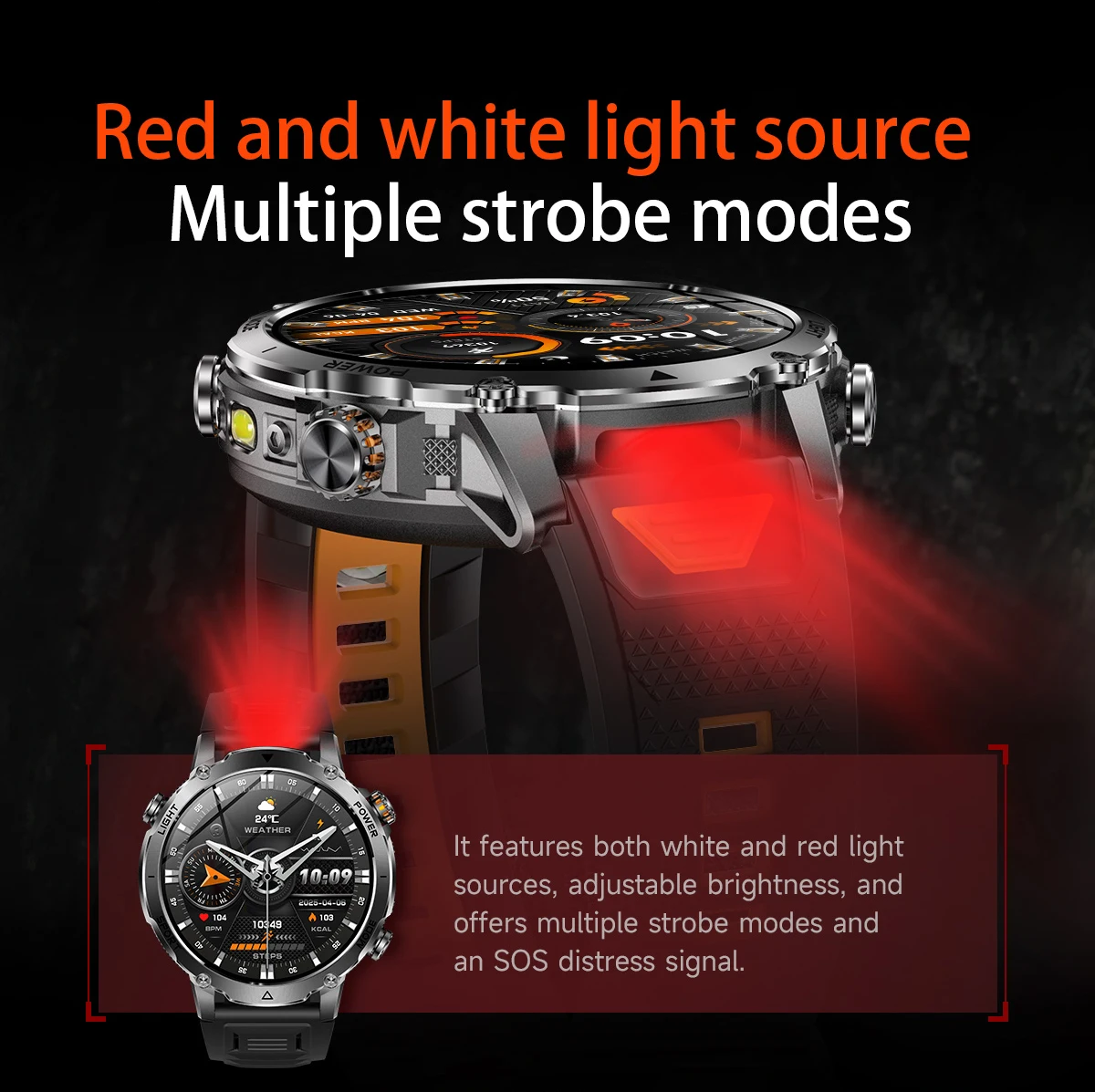 LIGE 2026 Military 1400mAh Battery Smart Watch Men Outdoor Flashlight IP68 Waterproof Heart Rate Bluetooth Call Sports Bracelets