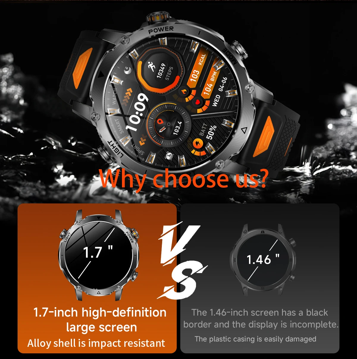 LIGE 2026 Military 1400mAh Battery Smart Watch Men Outdoor Flashlight IP68 Waterproof Heart Rate Bluetooth Call Sports Bracelets