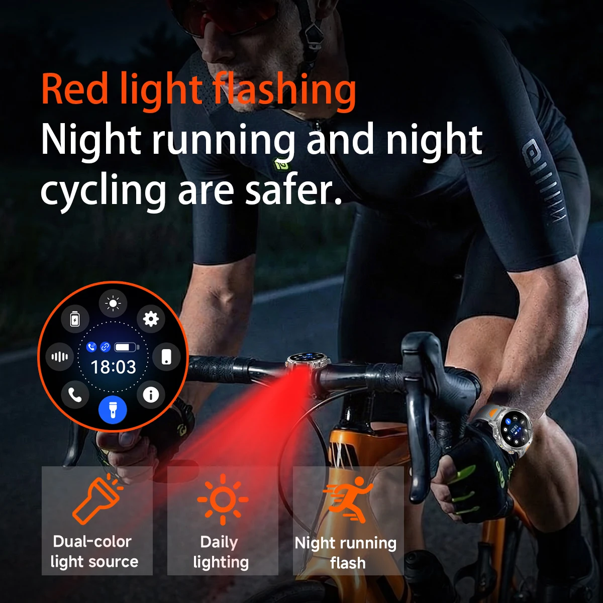LIGE 2026 Military 1400mAh Battery Smart Watch Men Outdoor Flashlight IP68 Waterproof Heart Rate Bluetooth Call Sports Bracelets