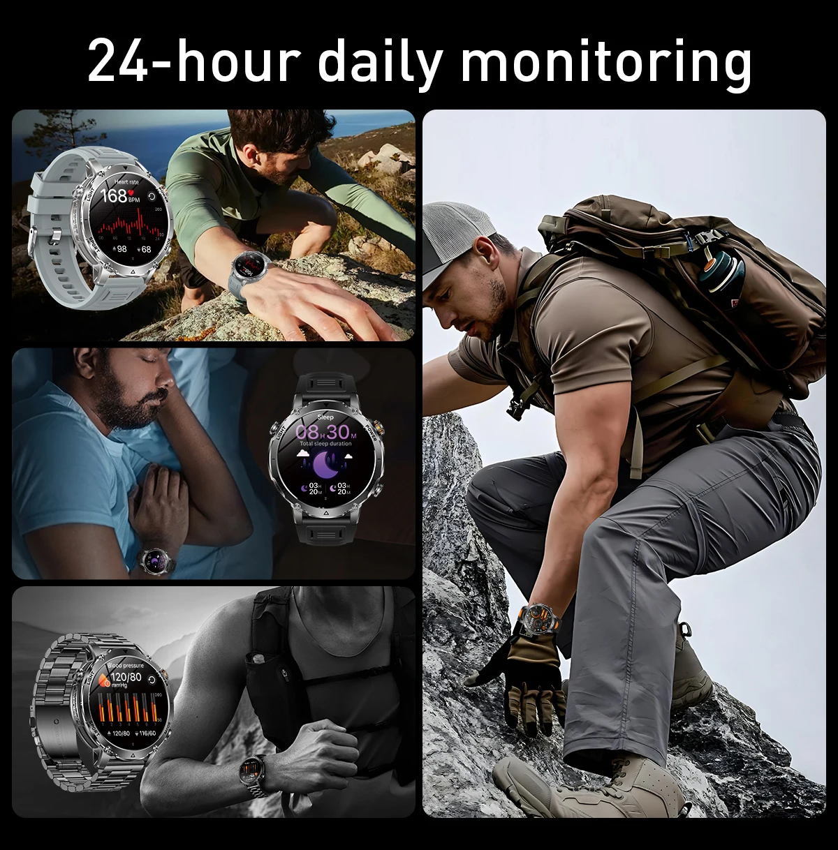 LIGE 2026 Military 1400mAh Battery Smart Watch Men Outdoor Flashlight IP68 Waterproof Heart Rate Bluetooth Call Sports Bracelets