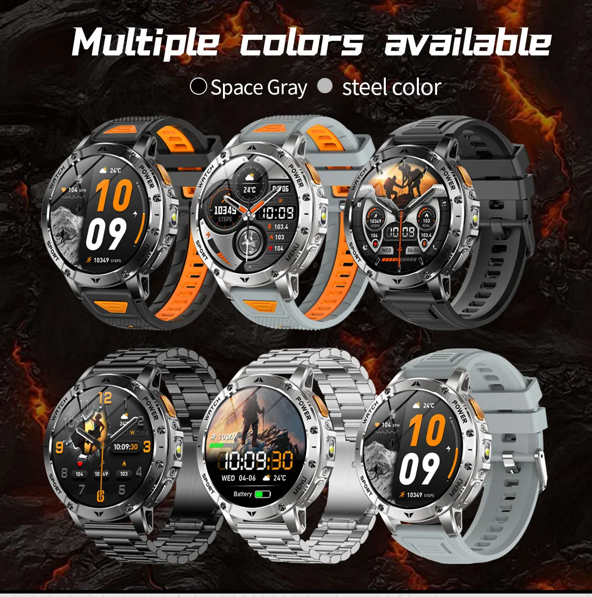 2026 New Military Outdoor Smart Watch Men 10ATM Waterproof Diving Heart Rate Monitor LED Flashlight Bluetooth Call Fitness Watch