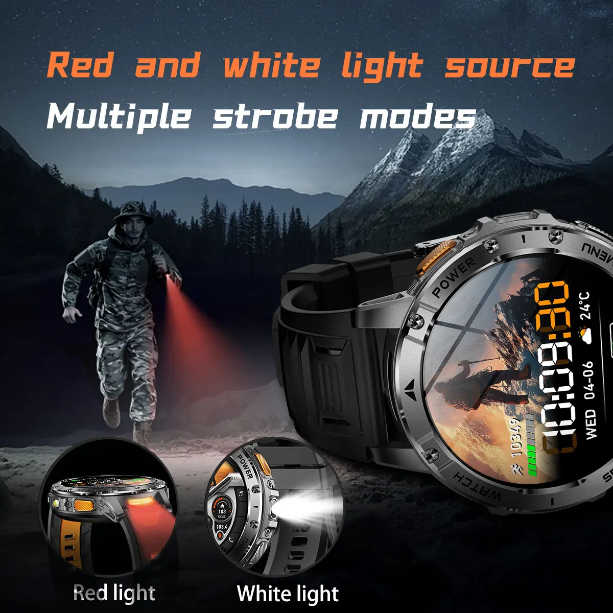 2026 New Military Outdoor Smart Watch Men 10ATM Waterproof Diving Heart Rate Monitor LED Flashlight Bluetooth Call Fitness Watch