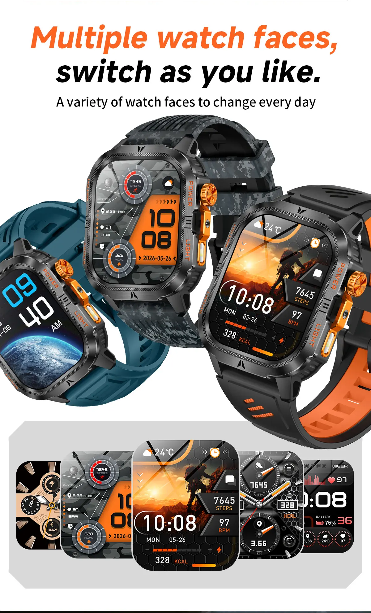 The 2026 New Smartwatch Features a 2.01-Inch High-Definition Screen and a 1200mAh Large Battery That Can Store Up to 40 Hours of
