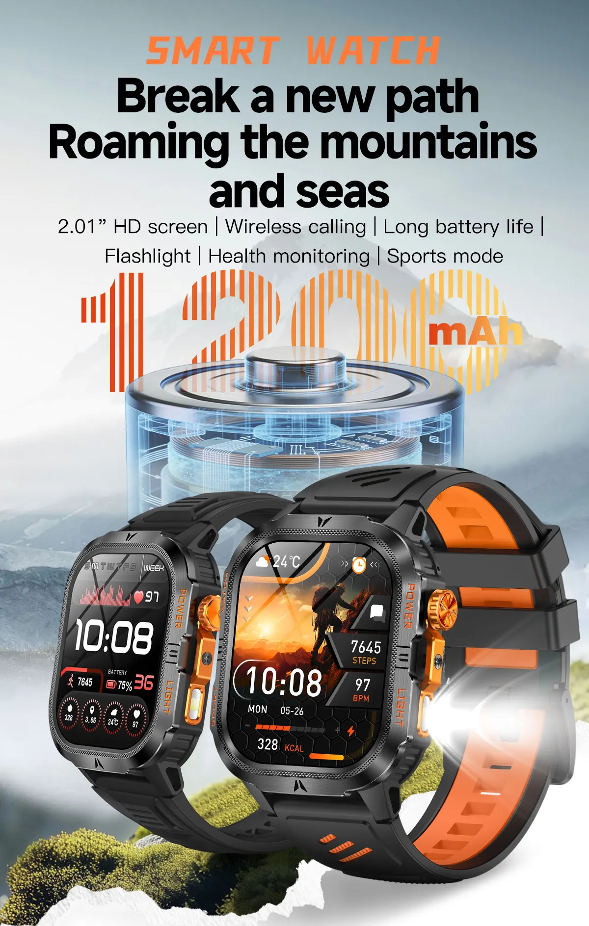 The 2026 New Smartwatch Features a 2.01-Inch High-Definition Screen and a 1200mAh Large Battery That Can Store Up to 40 Hours of