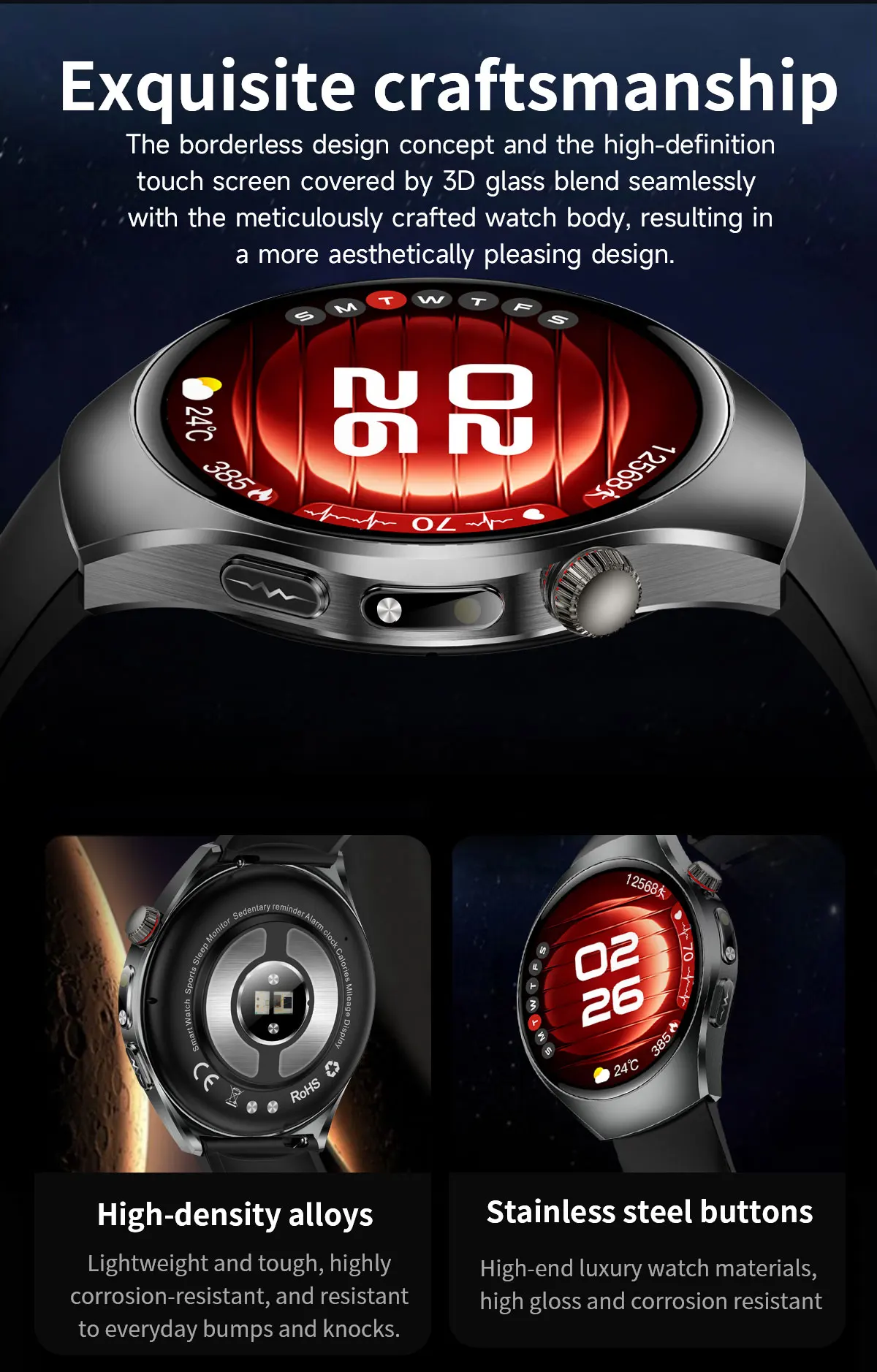 2026 New ECG Smart Watch Body Analysis Blood Oxygen Uric Acid Fatigue Detection Micro-Physical Examination Sapphire Smartwatches