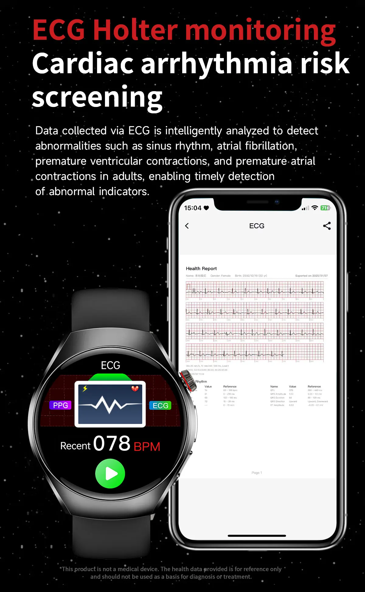 2026 New ECG Smart Watch Body Analysis Blood Oxygen Uric Acid Fatigue Detection Micro-Physical Examination Sapphire Smartwatches